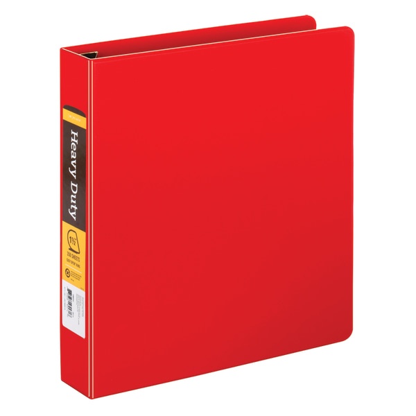 slide 1 of 5, Office Depot Brand Heavy-Duty D-Ring Binder, 1 1/2'' Rings, Red, 1 ct