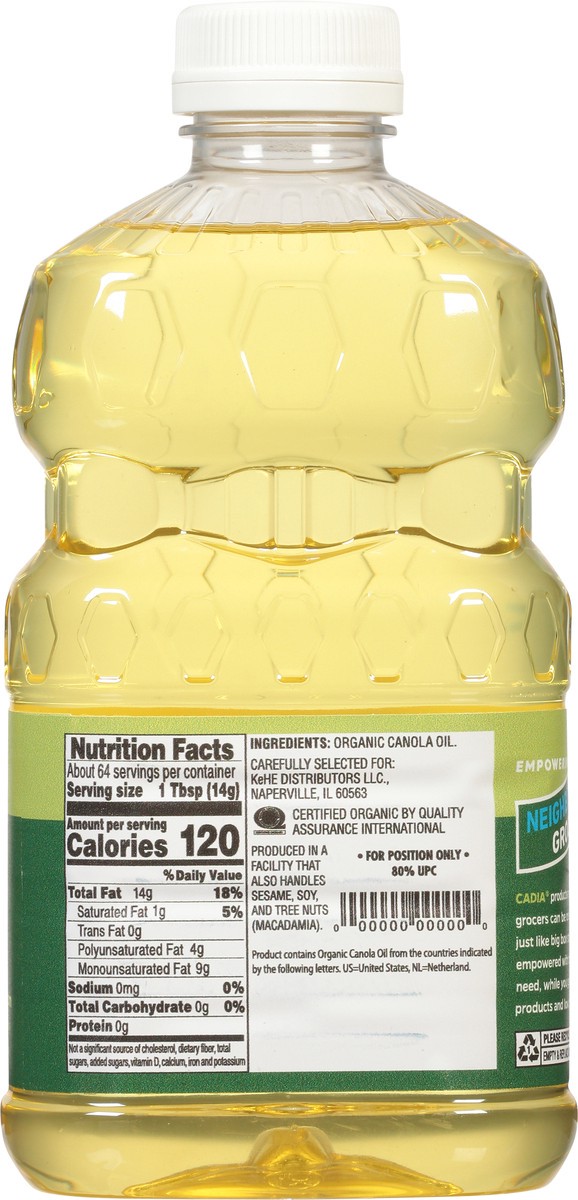 slide 3 of 9, Cadia Organic Canola Oil 32 fl oz, 32 fl oz