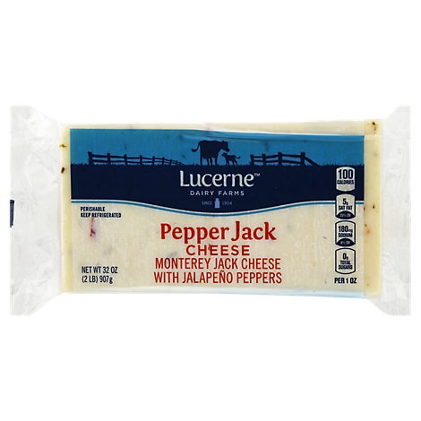 slide 1 of 1, Lucerne Cheese Natural Pepper Jack, 32 oz