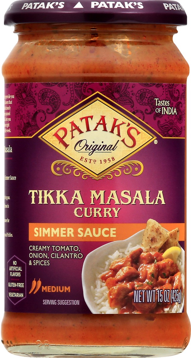 slide 6 of 13, Patak's Medium Tikka Masala Curry Simmer Sauce 15 oz, 15 oz
