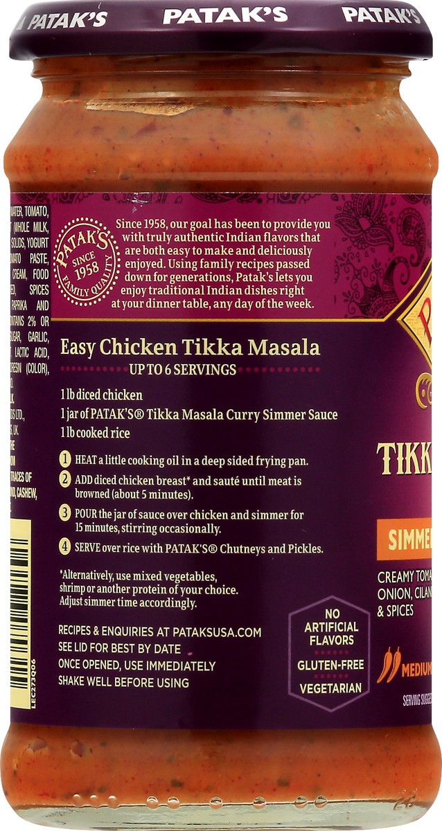slide 5 of 13, Patak's Medium Tikka Masala Curry Simmer Sauce 15 oz, 15 oz