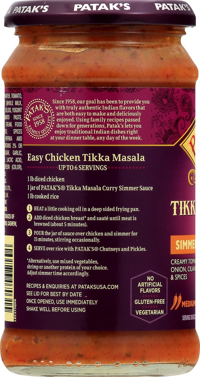 slide 13 of 13, Patak's Medium Tikka Masala Simmer Sauce 15 oz, 15 oz