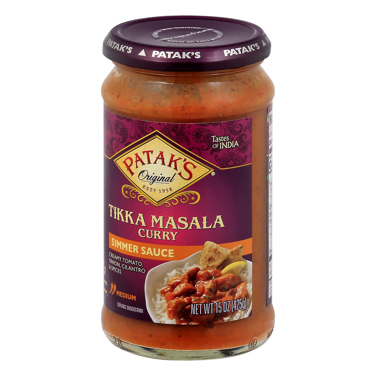 slide 9 of 13, Patak's Medium Tikka Masala Curry Simmer Sauce 15 oz, 15 oz
