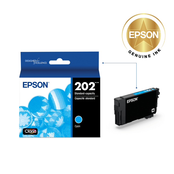 slide 4 of 5, Epson 202 Claria Cyan Ink Cartridge, T202220-S, 1 ct