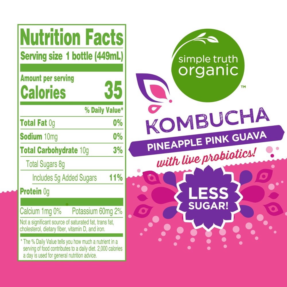 slide 3 of 4, Simple Truth Organic Pineapple Pink Guava Kombucha, 15.2 fl oz