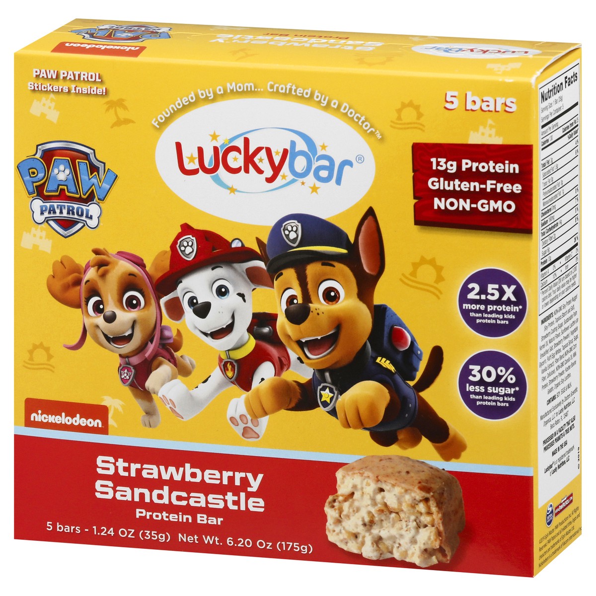 slide 10 of 13, Luckybar Paw Patrol Strawberry Sandcastle Protein Bar 5 ea, 5 ct