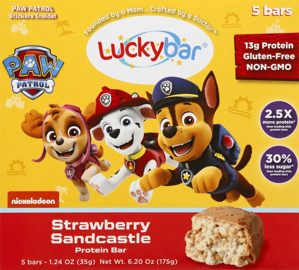 slide 5 of 13, Luckybar Paw Patrol Strawberry Sandcastle Protein Bar 5 ea, 5 ct