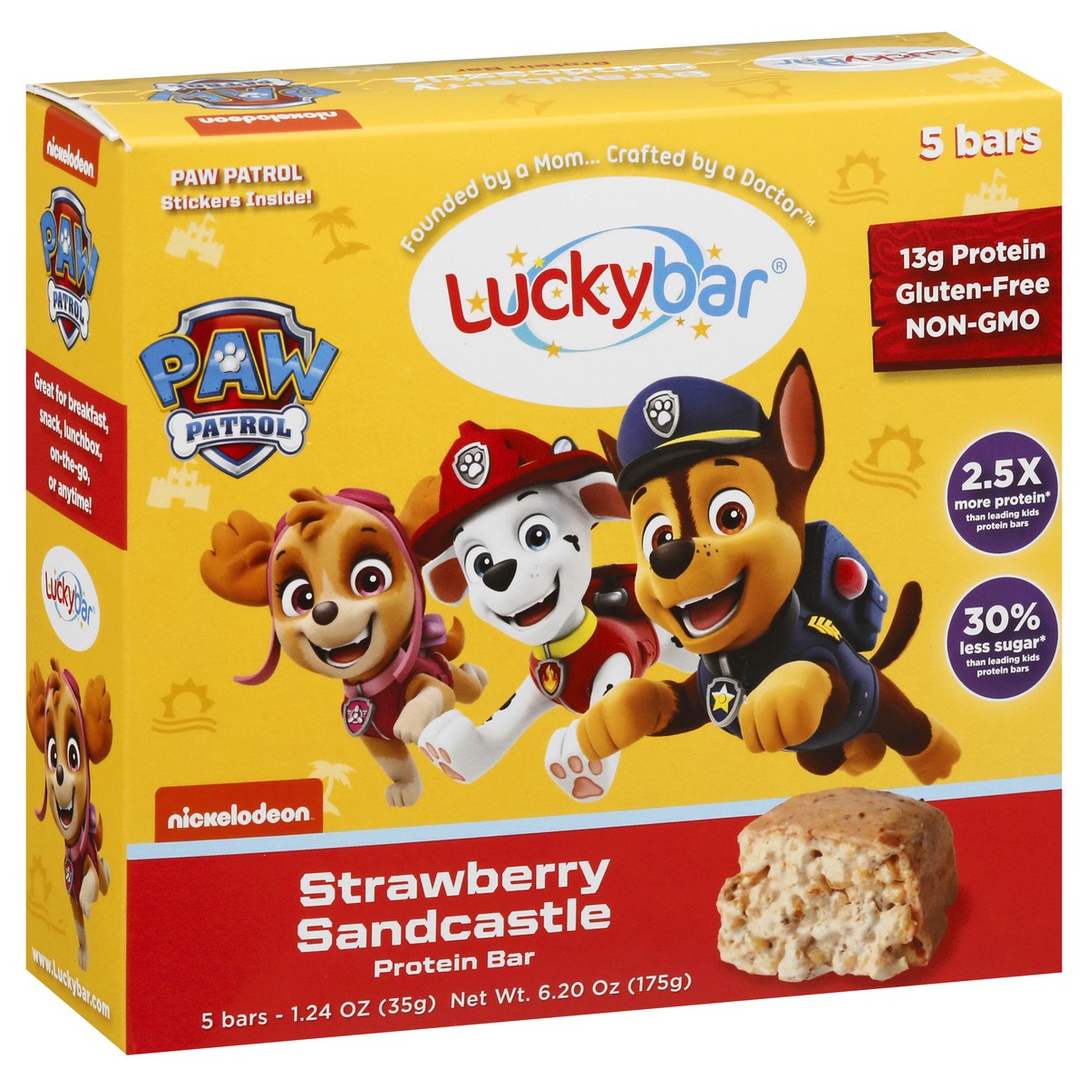 slide 6 of 13, Luckybar Paw Patrol Strawberry Sandcastle Protein Bar 5 ea, 5 ct