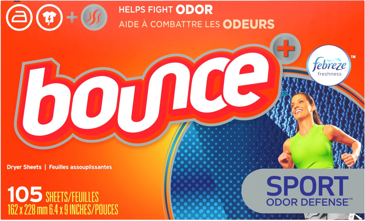 slide 3 of 4, Bounce Sport Odor Defense Dryer Sheets 105 ea, 105 ct