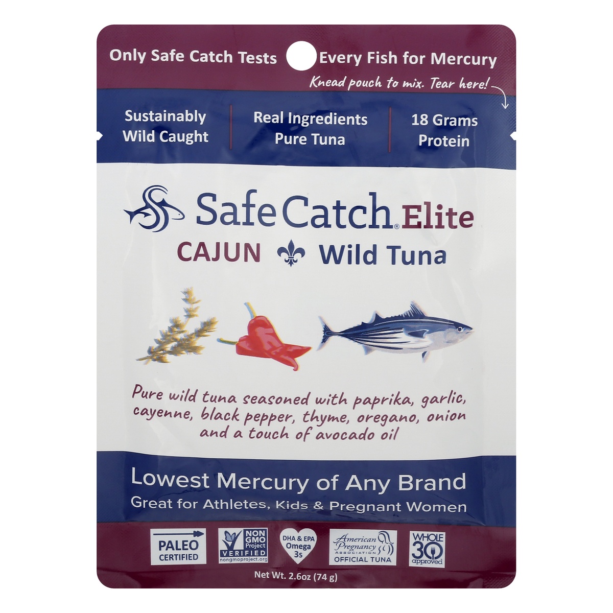 slide 1 of 1, Safe Catch Elite Cajun Wild Tuna 2.6 oz, 2.6 oz