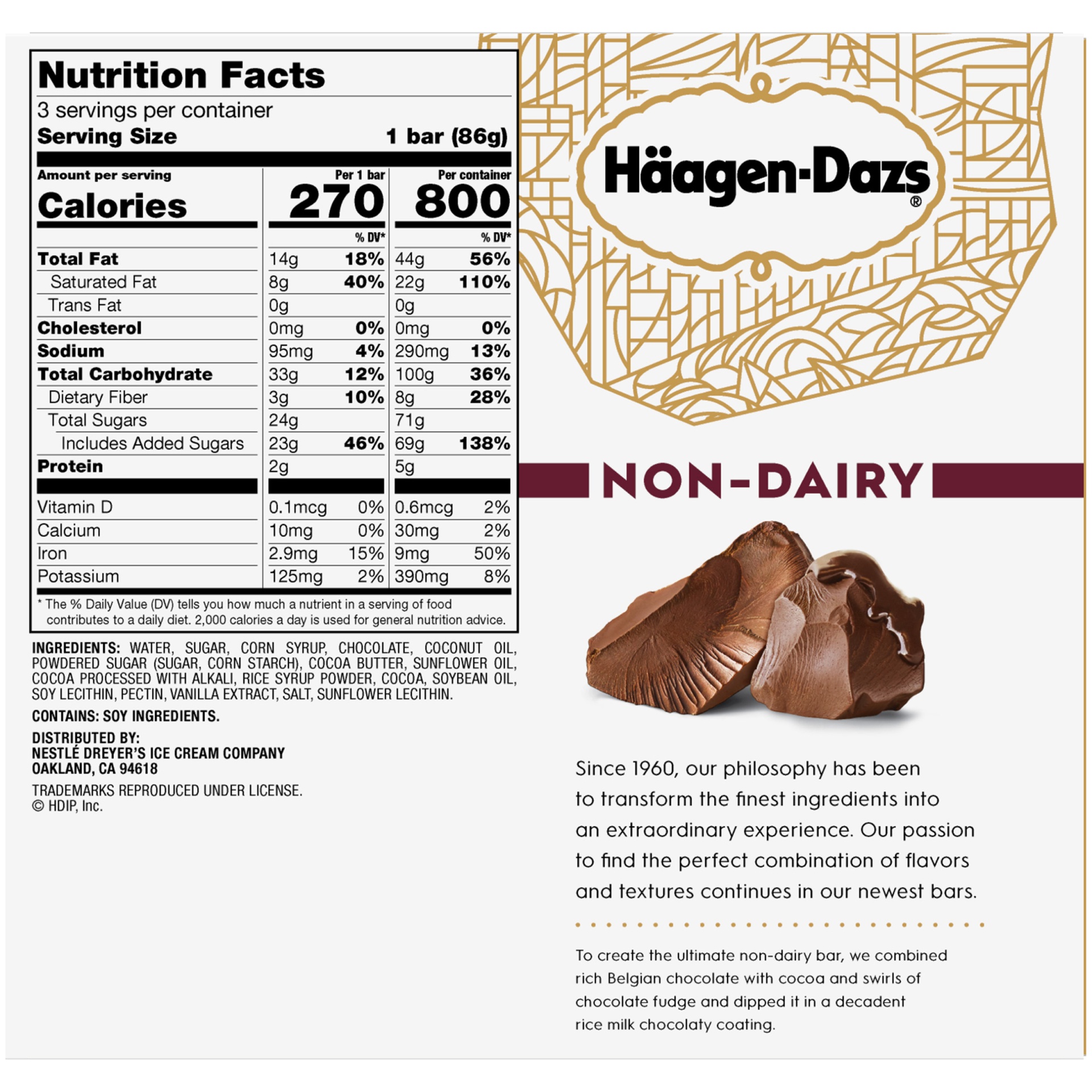 slide 4 of 7, Häagen-Dazs Non-Dairy Chocolate Fudge Frozen Dessert Bars, 3 ct; 3 oz