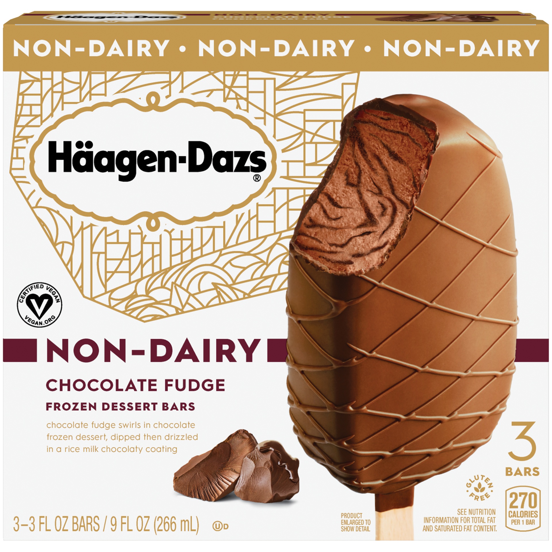 slide 1 of 1, Häagen-Dazs Non-Dairy Chocolate Fudge Frozen Dessert Bars, 3 ct; 3 oz
