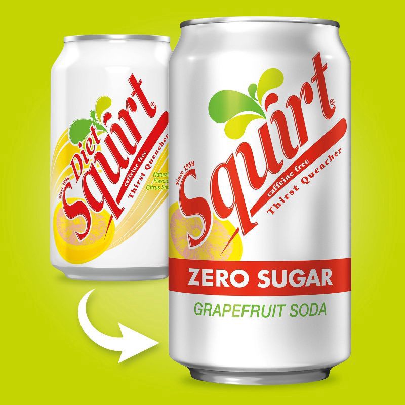 slide 4 of 8, Squirt 12 Pack Zero Sugar Grapefruit Soda 12 - 12 fl oz Cans, 12 ct