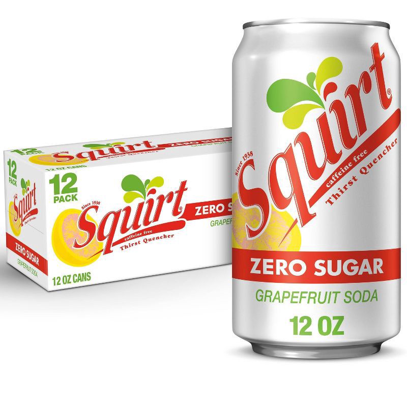 slide 1 of 8, Squirt 12 Pack Zero Sugar Grapefruit Soda 12 - 12 fl oz Cans, 12 ct