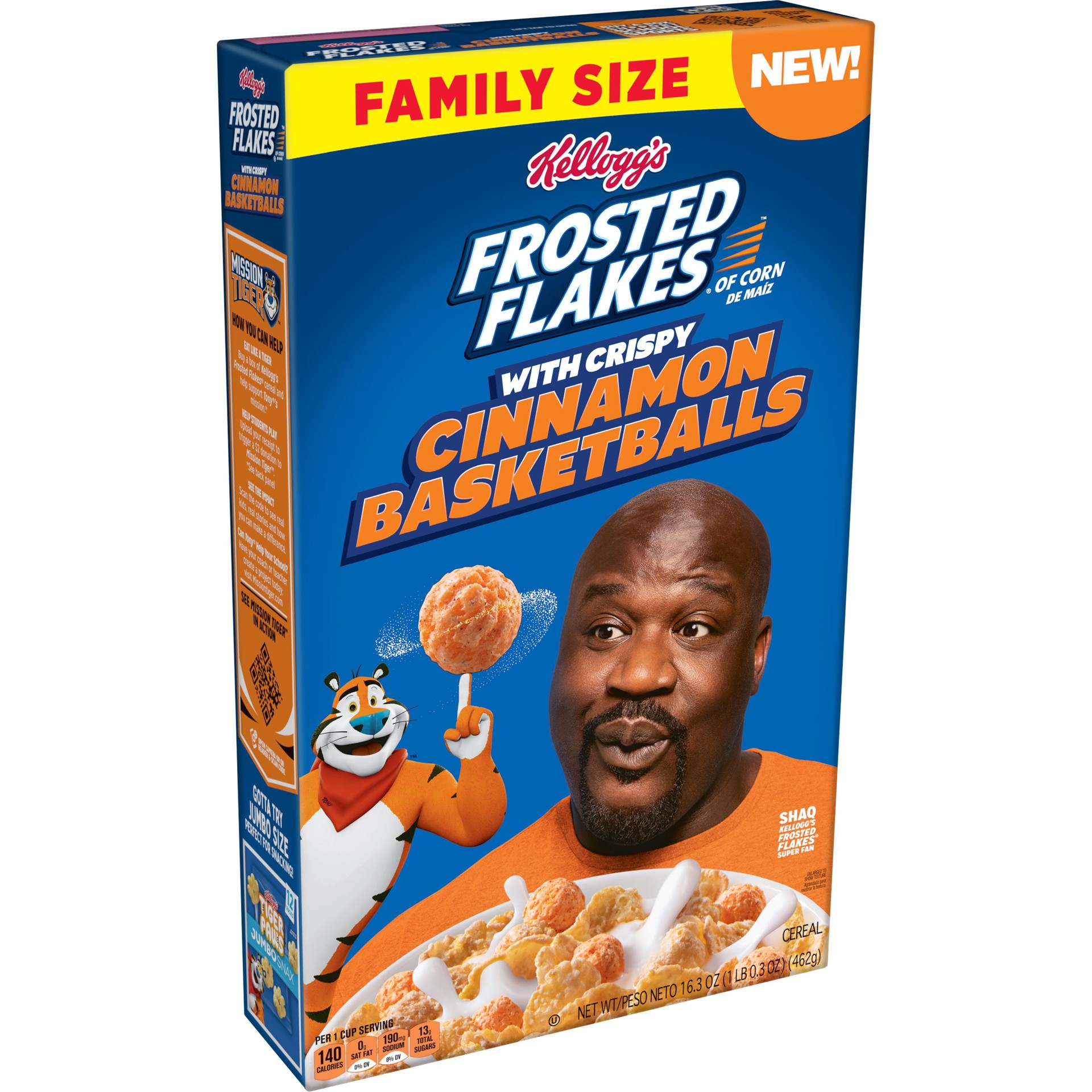 slide 1 of 4, Kellogg's Frosted Flakes Breakfast Cereal, 8 Vitamins and Minerals, Crispy Cinnamon Basketballs, 16.3 oz