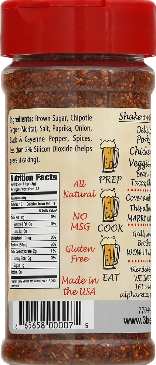 slide 6 of 9, 3 Beer Smokin' Chipotle Rub Seasoning 5 oz, 5 oz