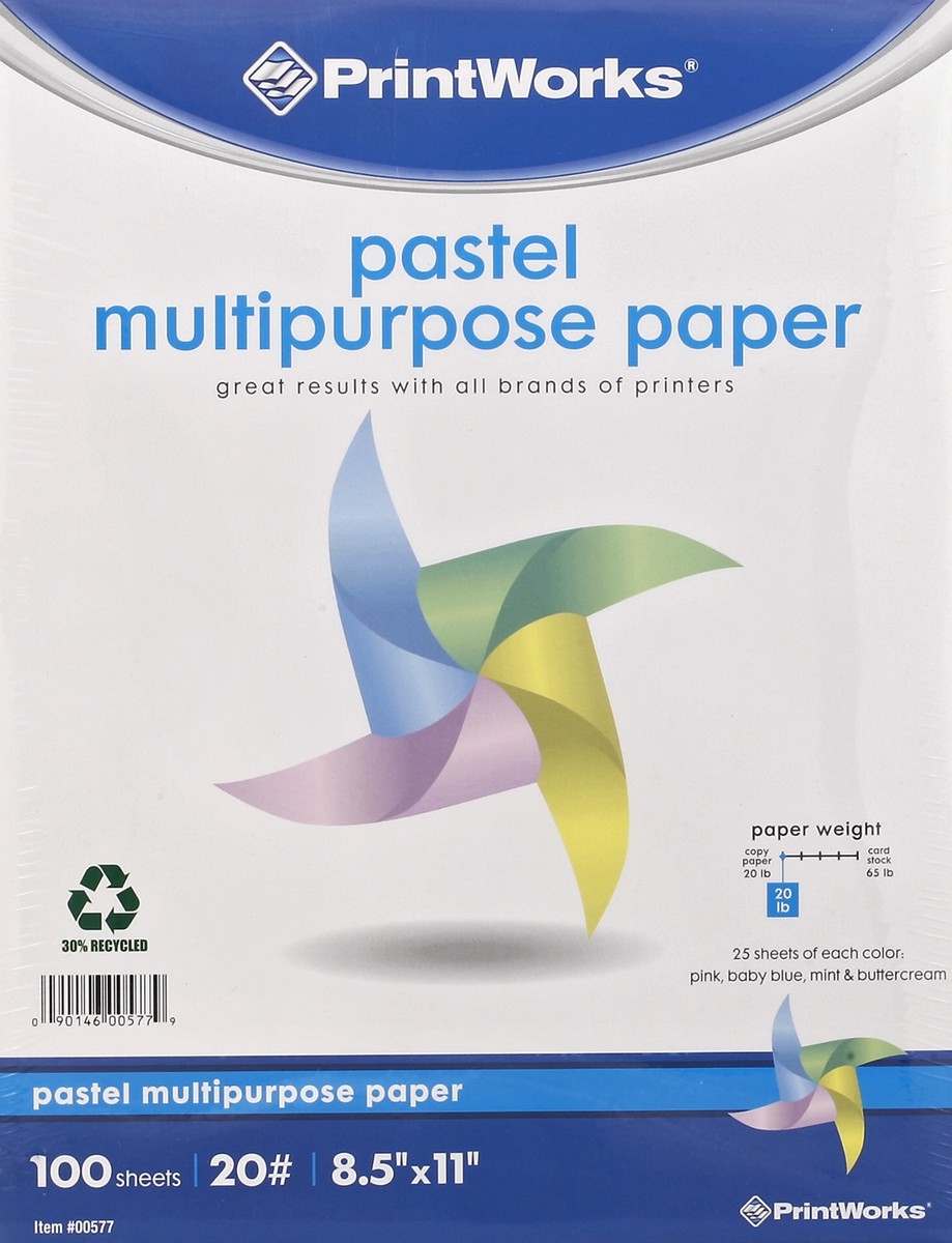 slide 3 of 4, PrintWorks Pastel Multipurpose Paper, 100 ct