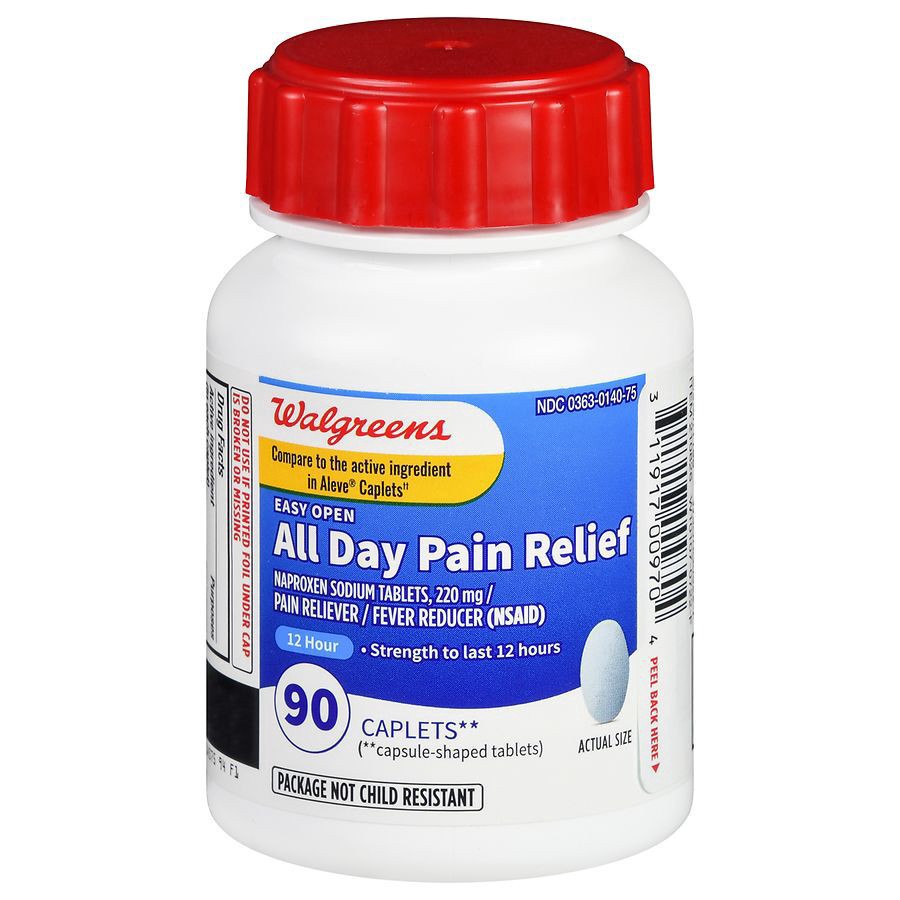 slide 1 of 5, Walgreens Easy Open All Day Pain Relief Caplets, 90 ct
