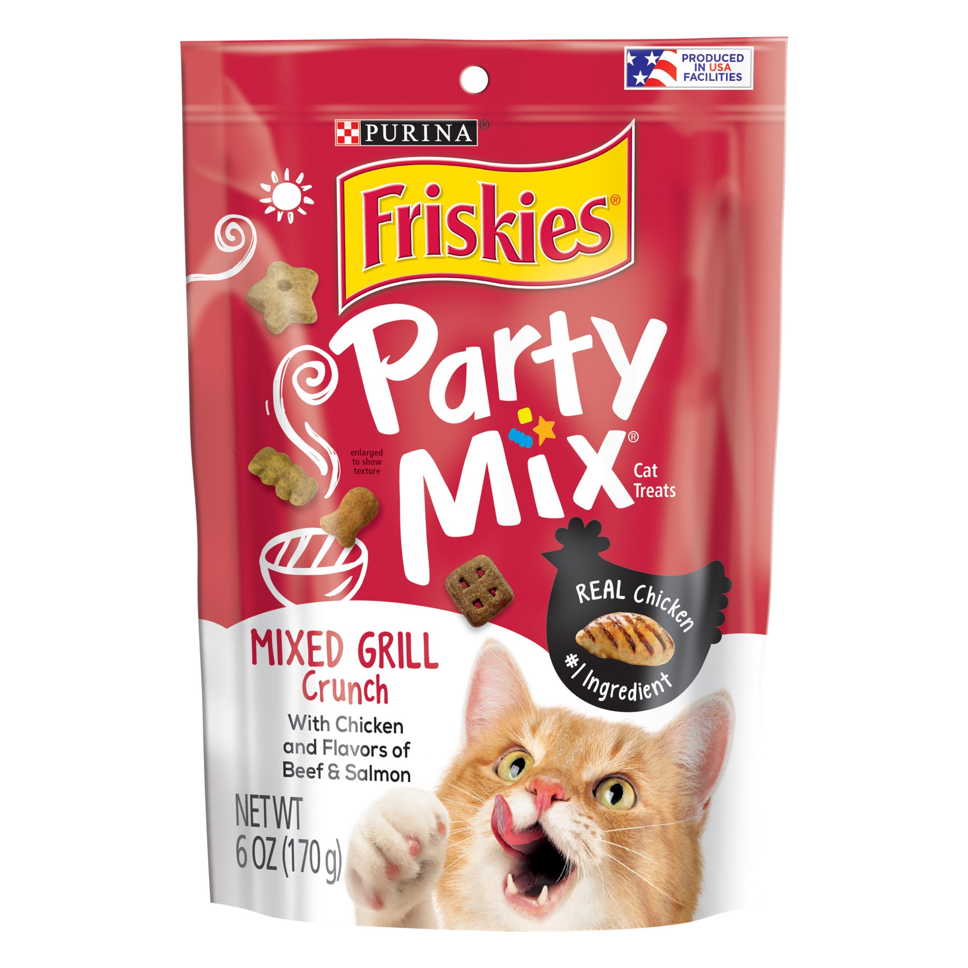 slide 1 of 9, Friskies Purina Friskies Cat Treats, Party Mix Mixed Grill Crunch, 6 oz