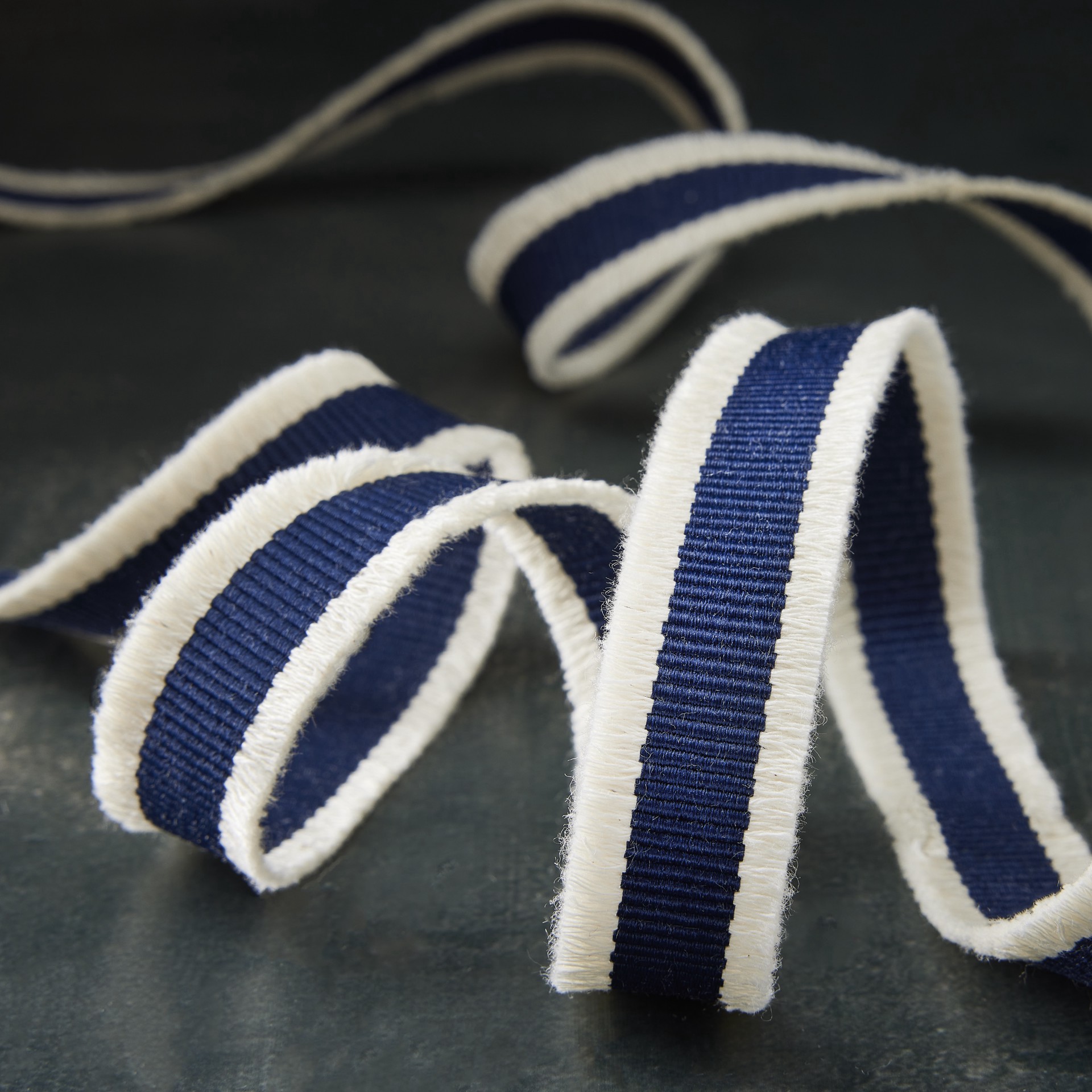 slide 3 of 4, 7/8'' X 5 Yd. Navy And White Fringe Ribbon By Celebrate It, 0.875 in x 5 yd