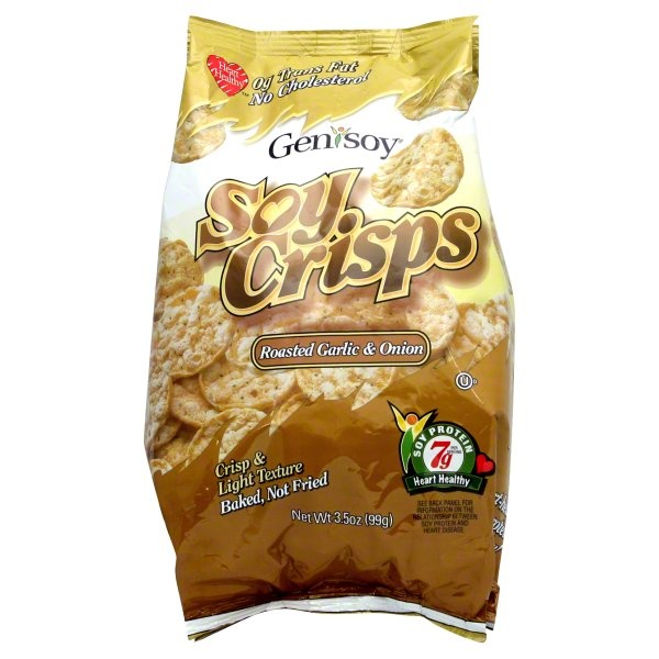 slide 1 of 1, GeniSoy Soy Crisps, Roasted Garlic & Onion, 3.5 oz