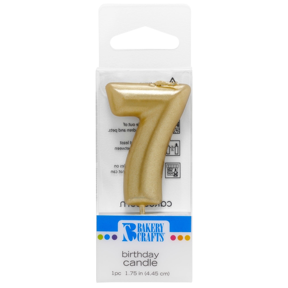 slide 1 of 1, Bakery Crafts Gold Numeral Seven Birthday Candle, 1 ct