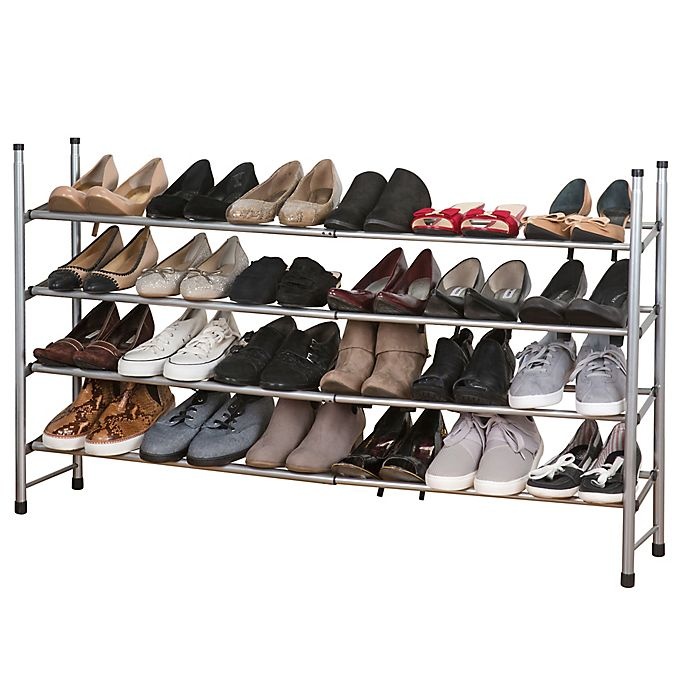 slide 2 of 4, Simplify 4-Tier Expandable Shoe Rack - Grey, 1 ct