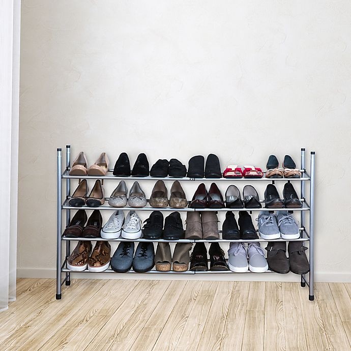 slide 3 of 4, Simplify 4-Tier Expandable Shoe Rack - Grey, 1 ct