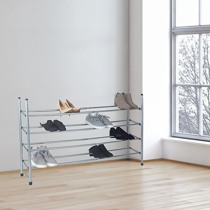 slide 4 of 4, Simplify 4-Tier Expandable Shoe Rack - Grey, 1 ct