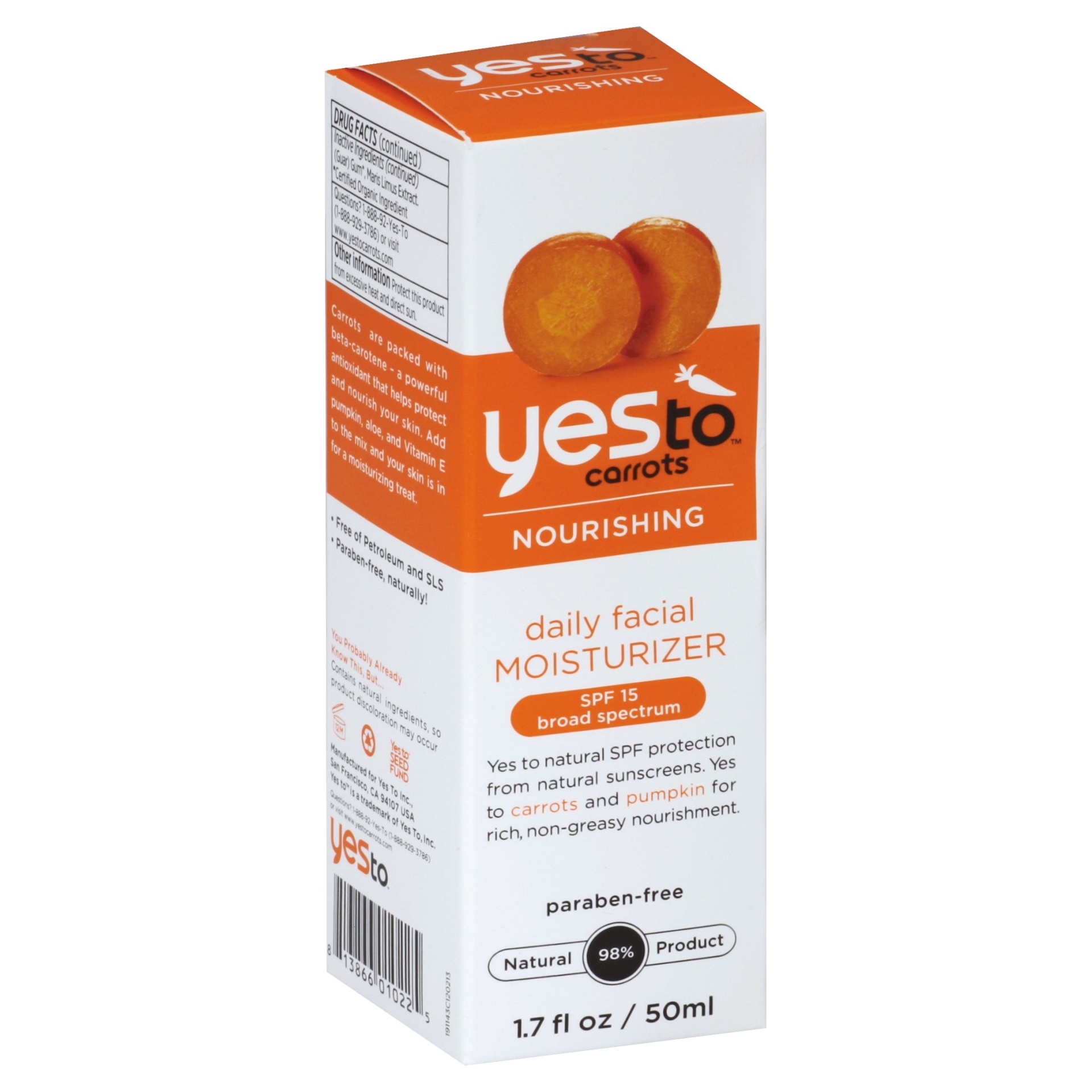 slide 1 of 4, Yes To, Inc. Moisturizer, Daily Facial, Nourishing, Broad Spectrum Spf 15, 1.7 oz