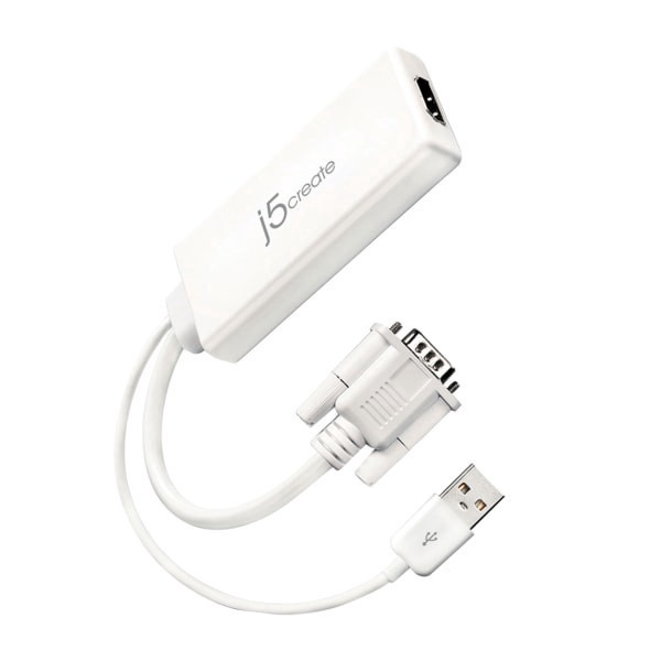 slide 2 of 6, j5create Hdmi-To-Vga Adapter, 10'', White, Jda214, 1 ct