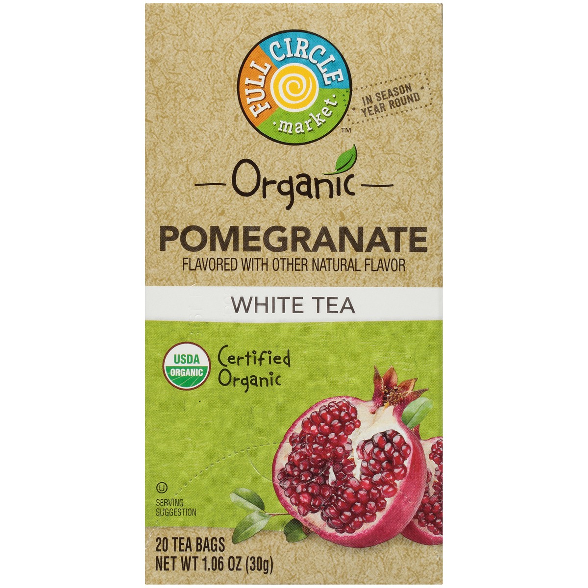 slide 5 of 9, Full Circle Market Pomegranate White Tea - 1.06 oz, 20 ct; 1.06 oz