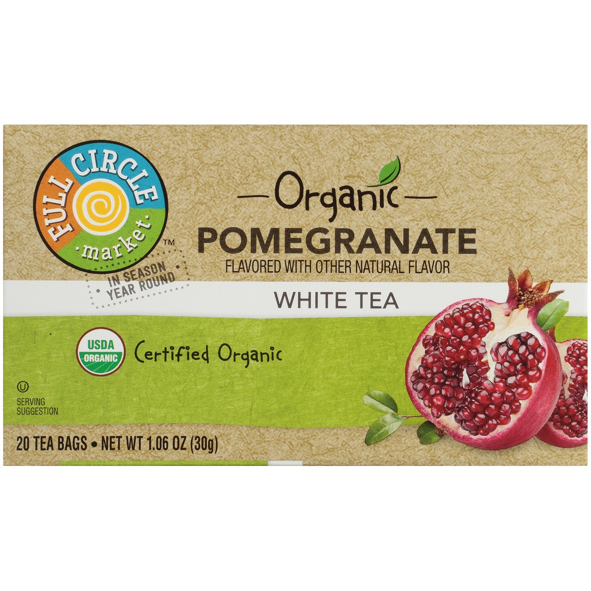 slide 2 of 9, Full Circle Market Pomegranate White Tea - 1.06 oz, 20 ct; 1.06 oz