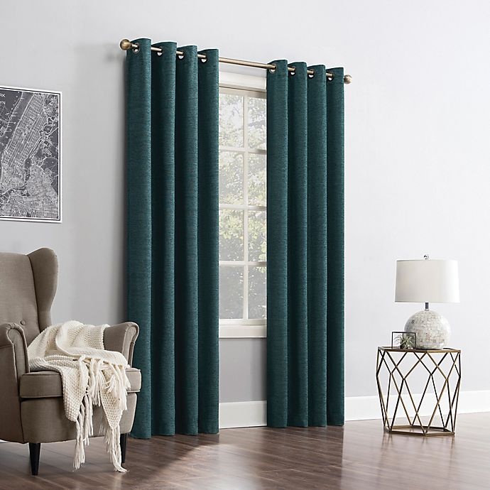 slide 2 of 9, Sun Zero Manor Grommet Curtain - Teal, 84 in