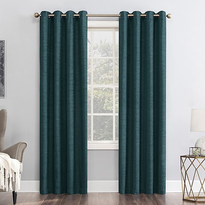 slide 1 of 9, Sun Zero Manor Grommet Curtain - Teal, 84 in