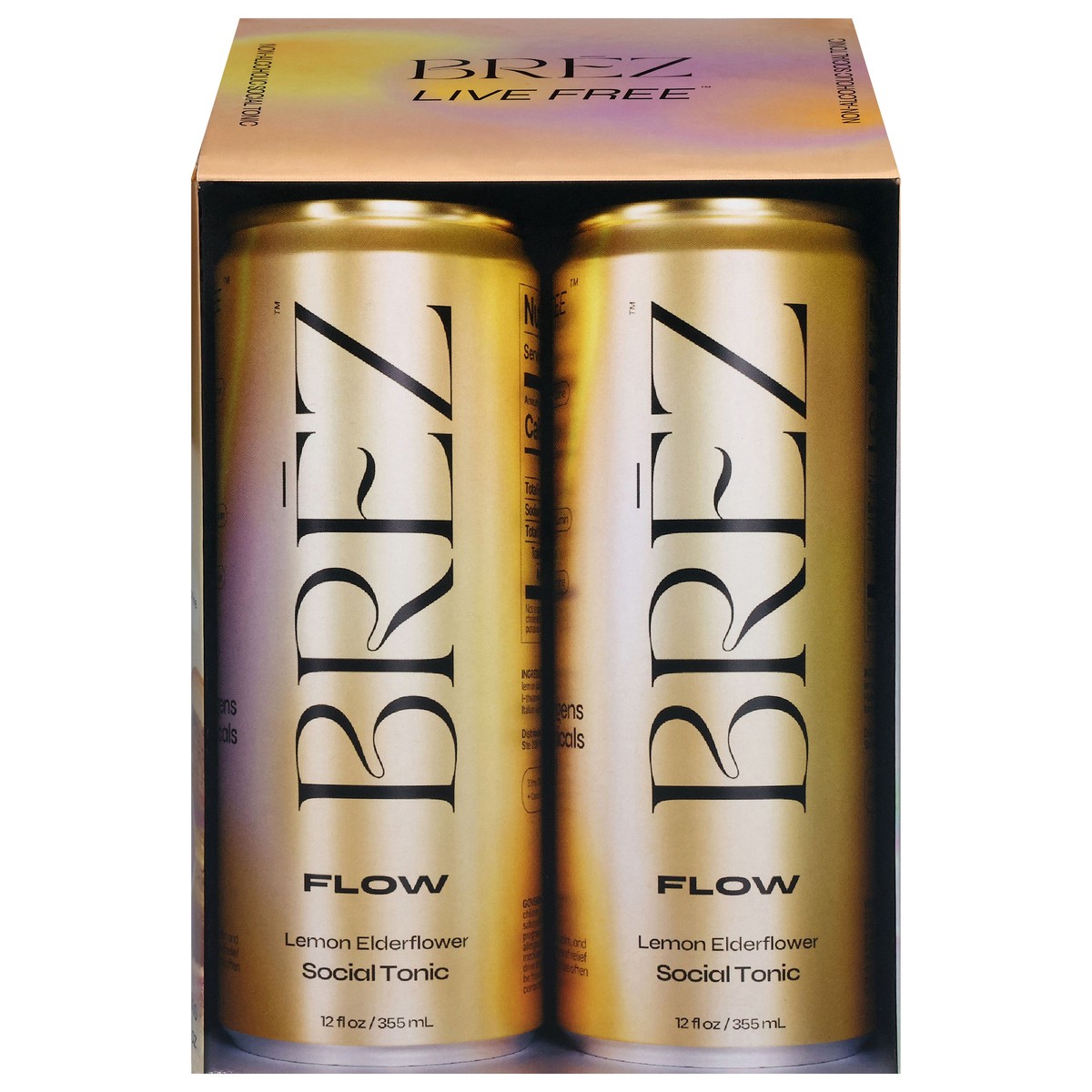 slide 1 of 15, Brez Live Free Non-Alcoholic Social Flow Lemon Elderflower Tonic 4 - 12 fl oz Cans, 4 ct