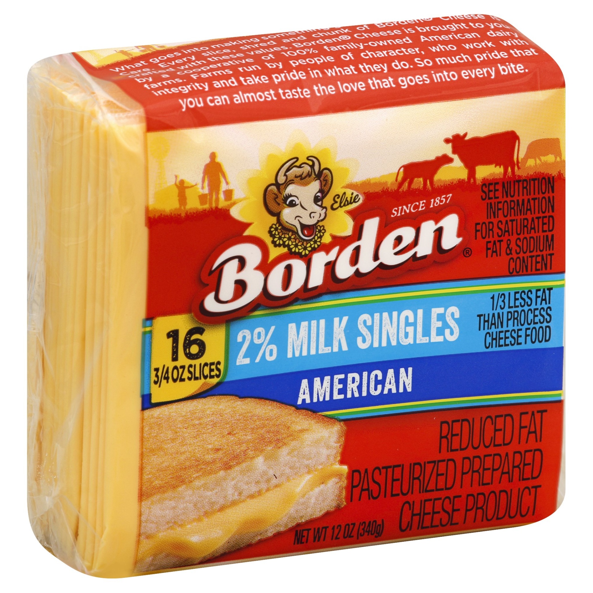 slide 1 of 2, Borden 2% Milk American Singles Slices, 12 oz