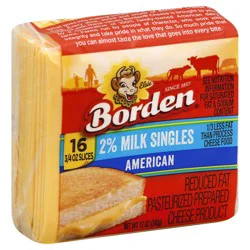 Borden Cheese 2% Individually Wrapped American Cheese Singles - 12 Oz