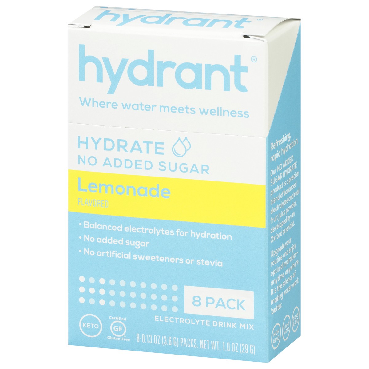 slide 10 of 12, Hydrant Hydrate No Added Sugar Lemonade Flavored Electrolyte Drink Mix 8 - 0.13 oz Packs, 8 ct