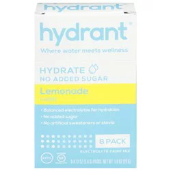 Hydrant Hydrate No Added Sugar Lemonade Flavored Electrolyte Drink Mix 8 - 0.13 oz Packs