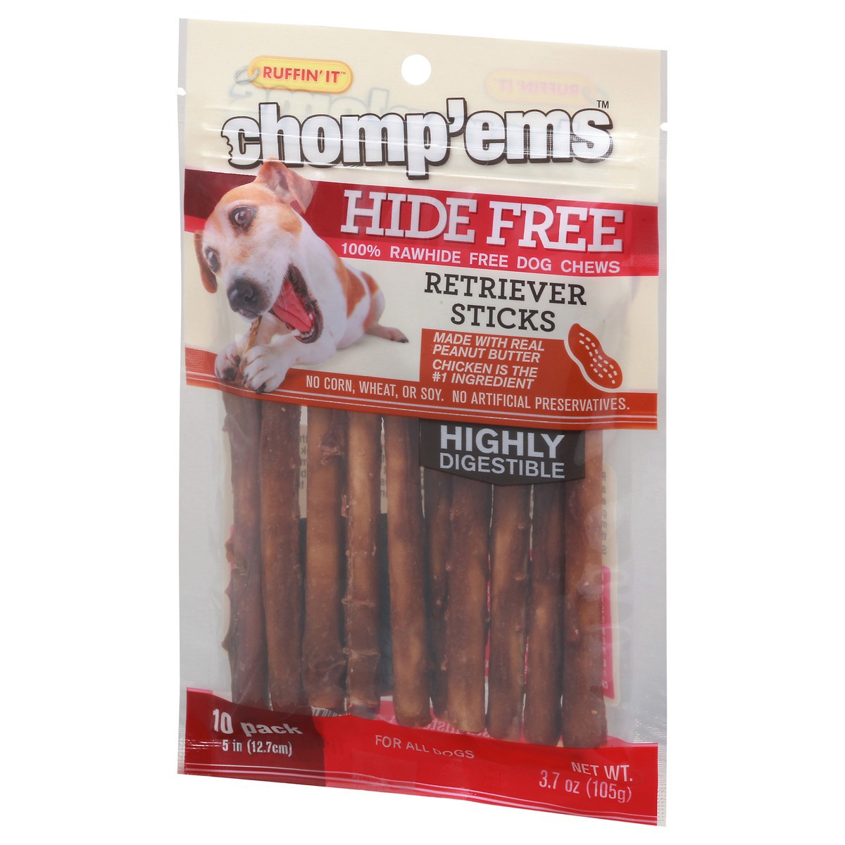 slide 8 of 9, Chomp'ems Retriever Sticks Hide Free Dog Chews 10 ea, 10 ct