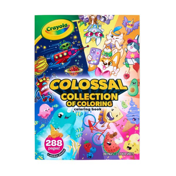 slide 3 of 7, Crayola Colossal Collection Of Coloring, 288 Coloring Book Pages, 2 Sticker Sheets, Coloring Book For Kids, Travel Activity, 3+, 1 ct