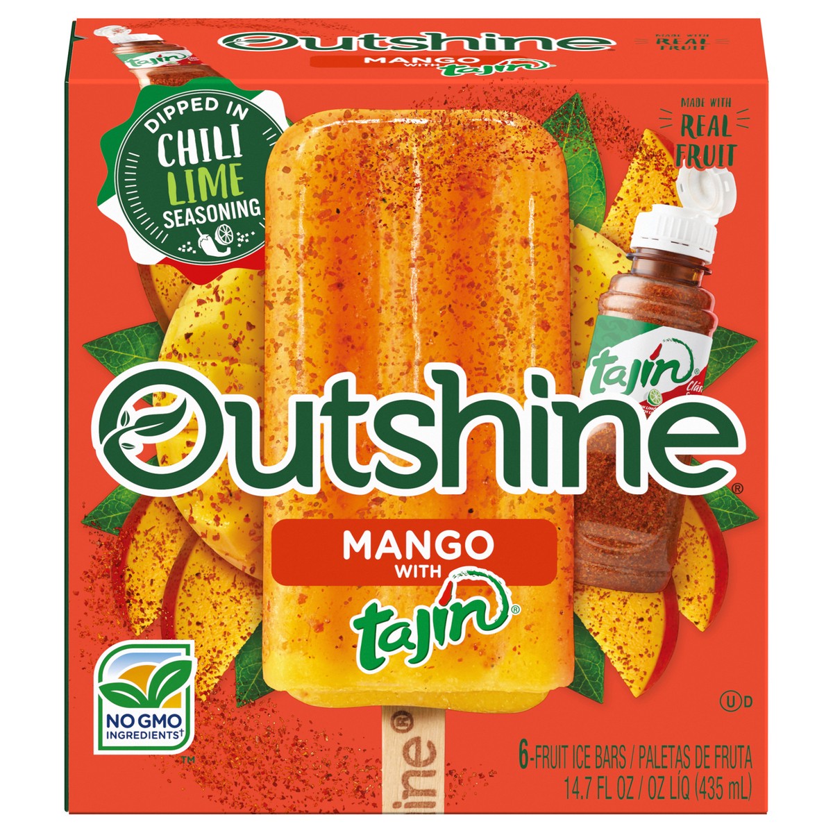 slide 1 of 5, Outshine Mango with Tajin Fruit Ice Bars 6 ea, 6 ct