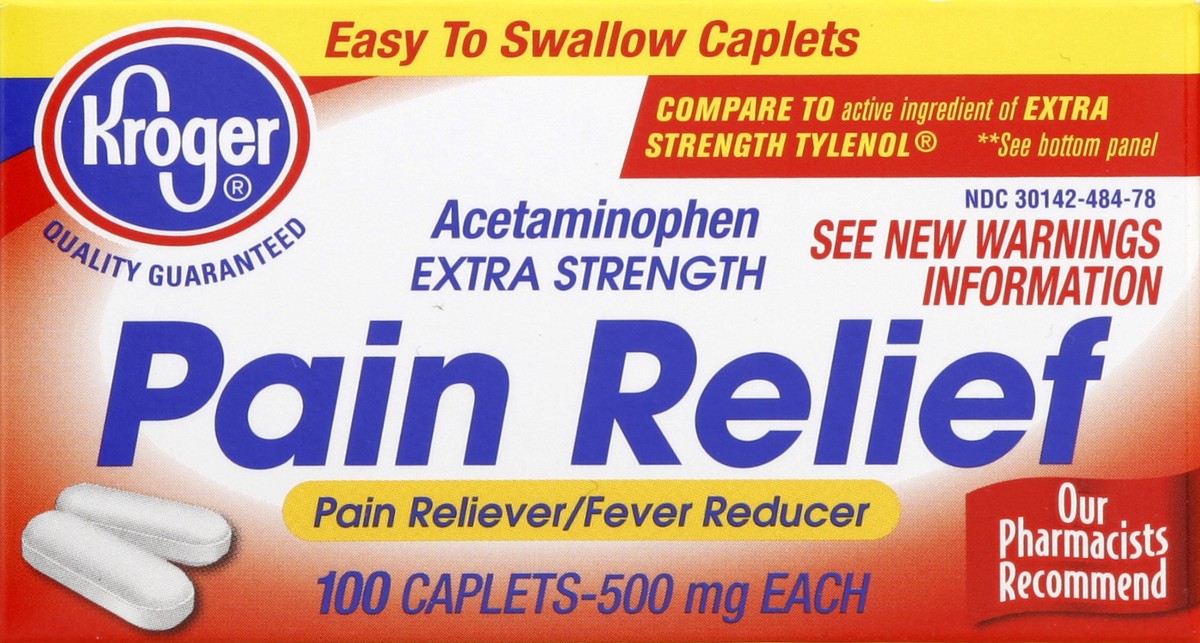 slide 3 of 5, Kroger Acetaminophen Extra Strength Pain Relief, 100 ct; 500 mg