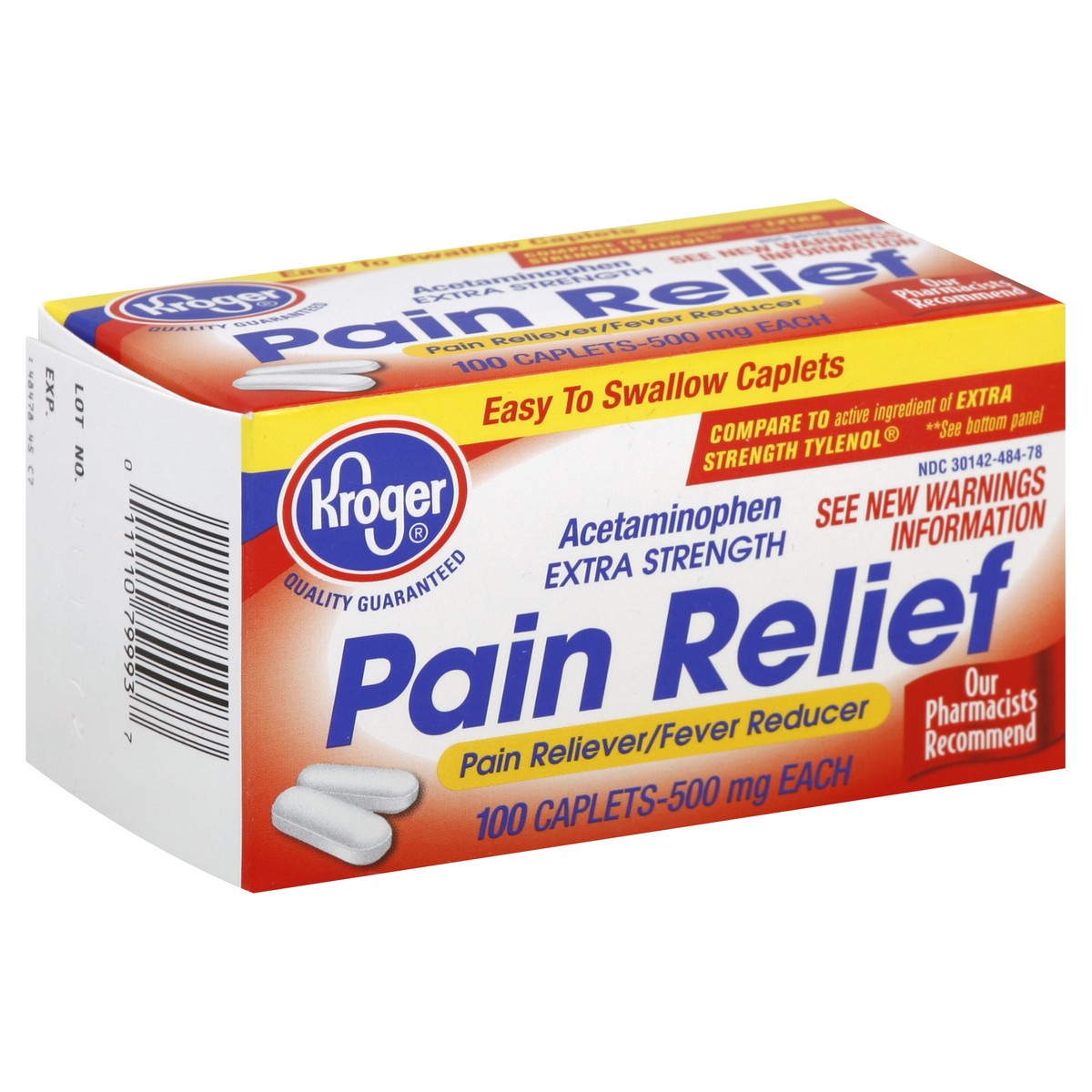 slide 5 of 5, Kroger Acetaminophen Extra Strength Pain Relief, 100 ct; 500 mg