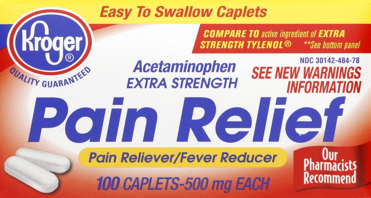 slide 1 of 5, Kroger Acetaminophen Extra Strength Pain Relief, 100 ct; 500 mg