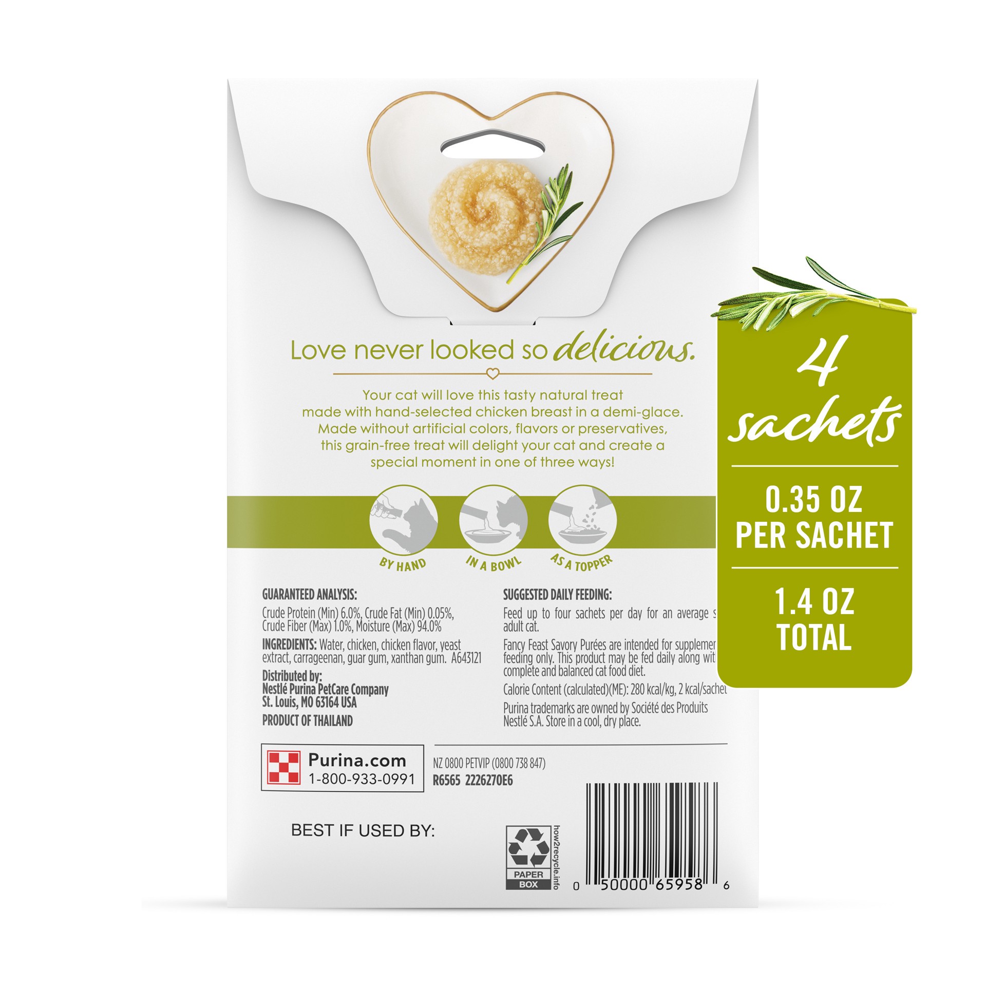 slide 7 of 9, Fancy Feast Purina Fancy Feast Squeezable Cat Treats Tube, Savory Puree Naturals With Natural Chicken in a Demi-Glace - 1.4 oz. Box, 1.4 oz