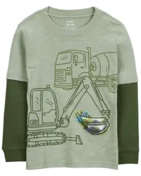 Carter's Construction Cotton Blend Long-Sleeve Tee - Green Green 5T