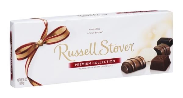 slide 1 of 1, Russell Stover Premium Collection Fine Milk White & Dark Chocolates, 10 oz