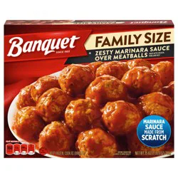 Banquet Zesty Marinara Sauce Over Meatballs, Family Size, Frozen Meal, 25 oz.